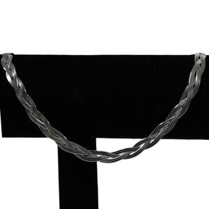 Braided Silver Tone Choker Necklace